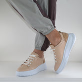 Pantofi Casual Dama din piele Naturala,Alina ,bej